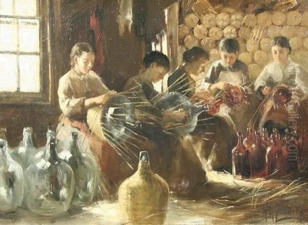 Straw Weavers Of Ellenville, Ny Oil Painting by Kathleen Honora Greatorex