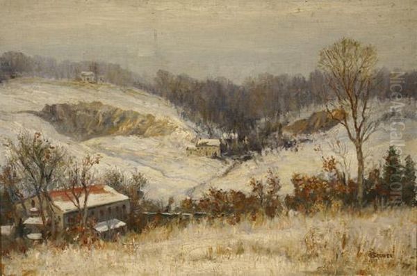 A Pennsylvania Winter Landscape Oil Painting by Harry E. Greaves