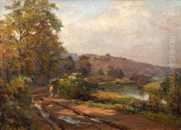 The Road Through Newley, Near Leeds Oil Painting by William Greaves