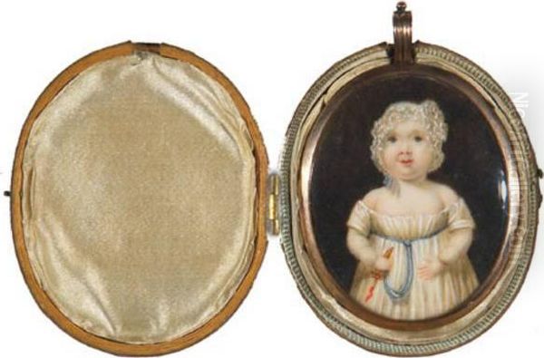 Manner Of. Portrait Miniature Of A Baby Oil Painting by Green