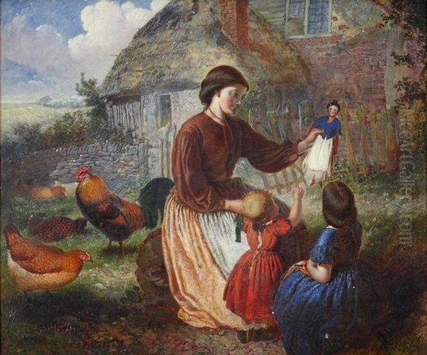 Mother And Children With Doll Oil Painting by Alfred H. Green