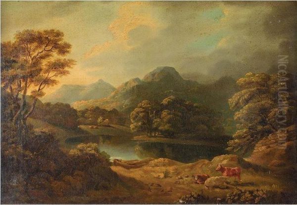 View Of The Lake District Oil Painting by Amos Green