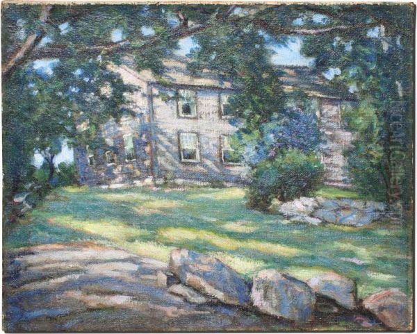 New England Home In The Afternoon Sun Oil Painting by Bernard I. Green