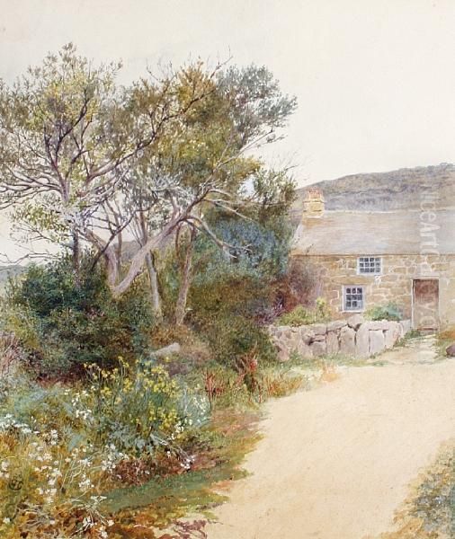 Upland Cottage Oil Painting by Charles Green