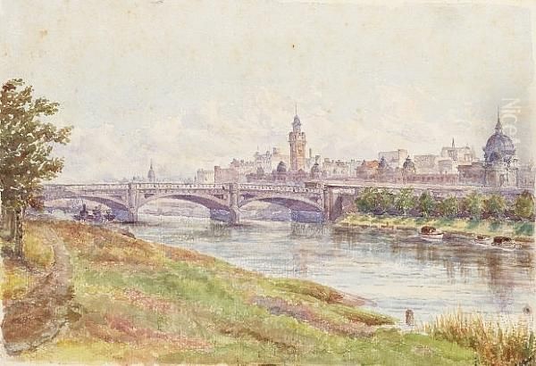 Princes Bridge, Melbourne Oil Painting by Edward Frederick Green