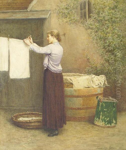 Hanging Out The Washing Oil Painting by Henry Towneley Green