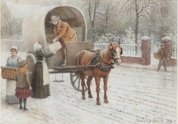 Delivering Parcels In Winter Oil Painting by Henry Towneley Green