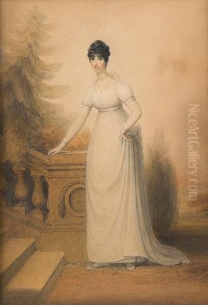 A Portrait Of Mary Ann Hasted, Wife Of Reverend Hasted Oil Painting by James Green