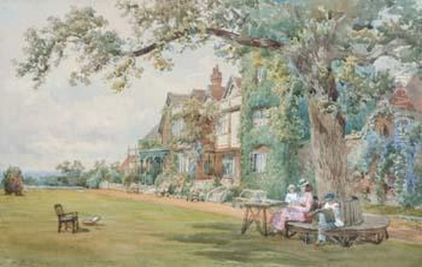 Coombe Cottage Oil Painting by Nathaniel Everett Green