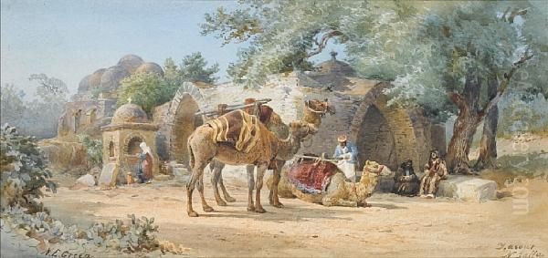 Rest Stop Near Jaffa Oil Painting by Nathaniel Everett Green