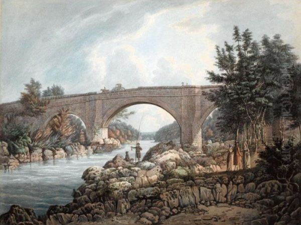 Devil's Bridge At Kirkby Lonsdale, Westmorland Oil Painting by William Green Of Ambleside