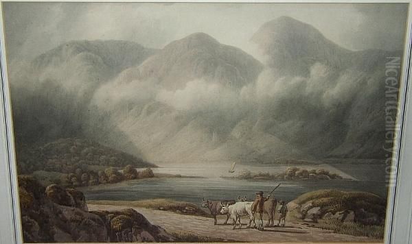 Crummock Water, Watercolour Over Traces Of Pencil Oil Painting by William Green Of Ambleside