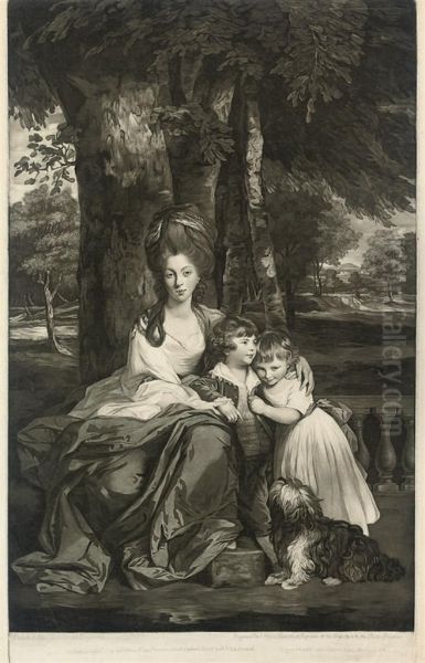 Lady Betty Delme And Her Children Oil Painting by Valentine Green