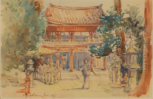 Japanese Temple (nara) Oil Painting by William Bradford Green