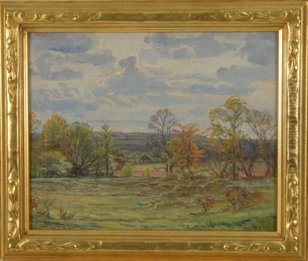 Old Lyme School-style Depiction Of A Barn In A Landscape Oil Painting by William Bradford Green