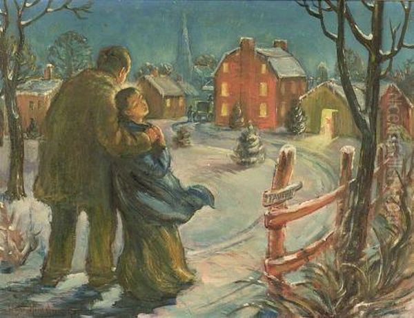 Christmas Eve Oil Painting by William Bradford Green