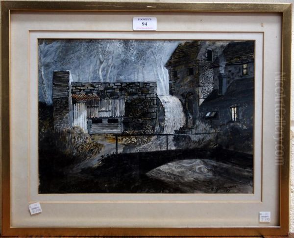 View Of A Mill House With Watermill Oil Painting by Colin H. Greenwood