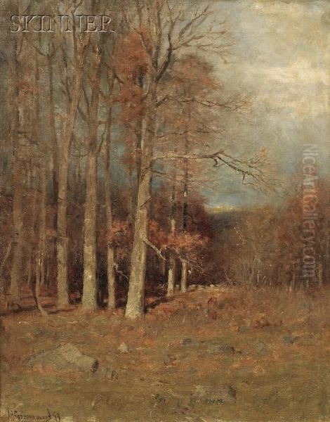 Trees In Autumn Oil Painting by Joseph H. Greenwood