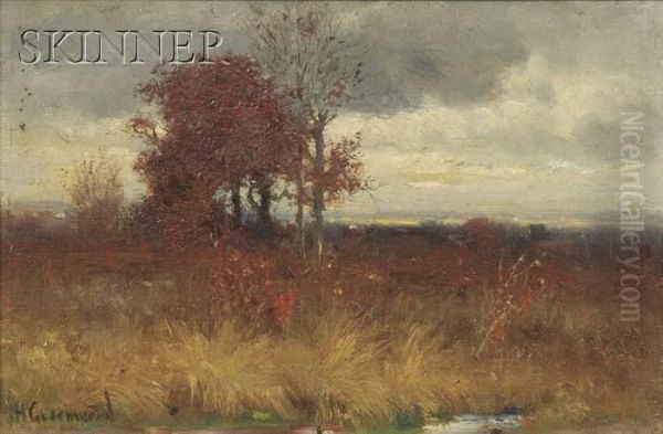 Autumn Scene With Golden Brush Oil Painting by Joseph H. Greenwood