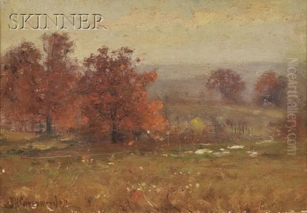 Hillside In Autumn Oil Painting by Joseph H. Greenwood