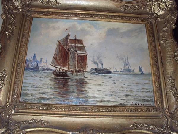 Shipping And Ferries On The Mersey Oil Painting by Parker Greenwood