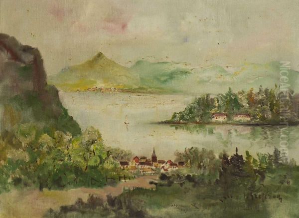 Rheinlandschaft Bei Nonnenwerth Oil Painting by Johannes Greferath