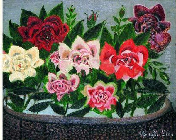 Fleurs Oil Painting by Leon Greffe