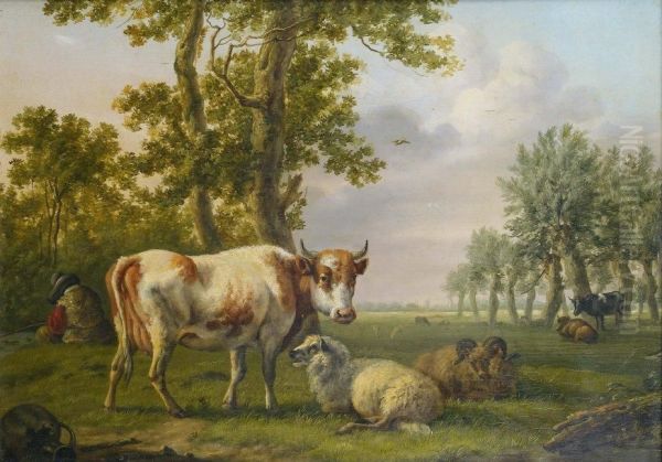 Vaches Au Pre Oil Painting by Gillis Smak Gregoor