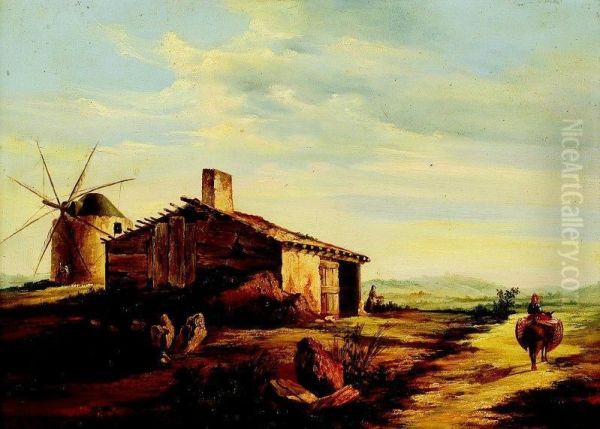 Paisagem Com Casa Oil Painting by Joaquim Gregorio Nunes Prieto