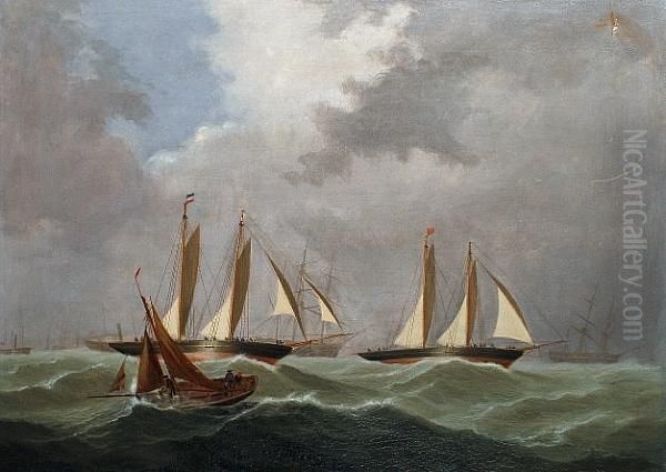 A Yacht Race Oil Painting by Charles Gregory