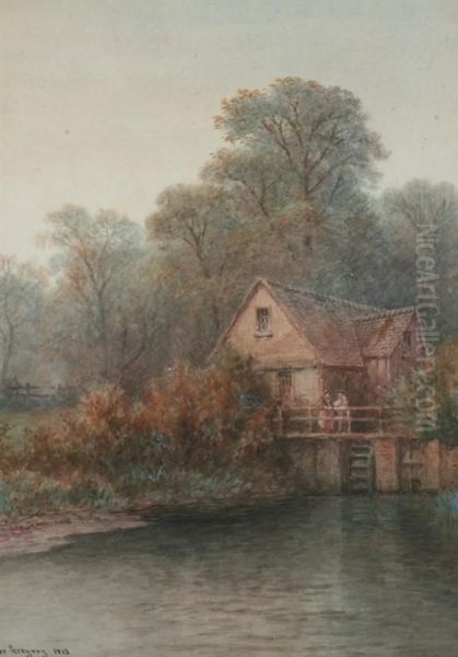 Cottage On River Oil Painting by George Gregory