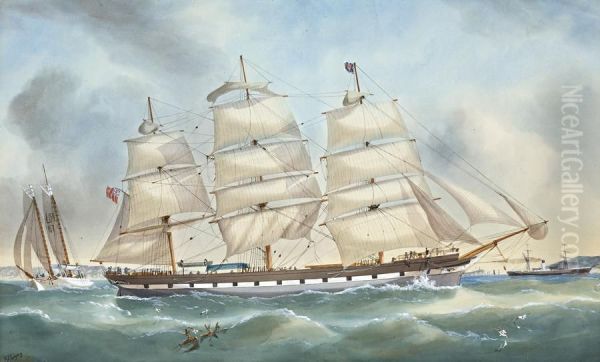 Ships In Port Phillip Bay Oil Painting by George Frederick Gregory