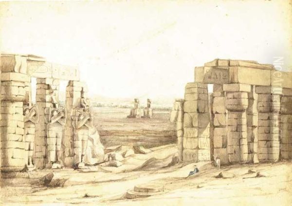 Statues Of Memnon Oil Painting by Isabella Augusta Gregory