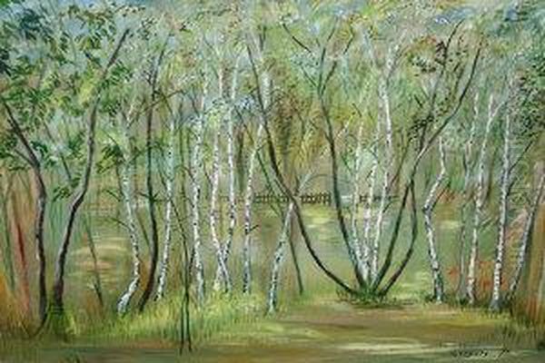 Spring Sun On Silver Birches, Pavlovsk Oil Painting by S. Gregory