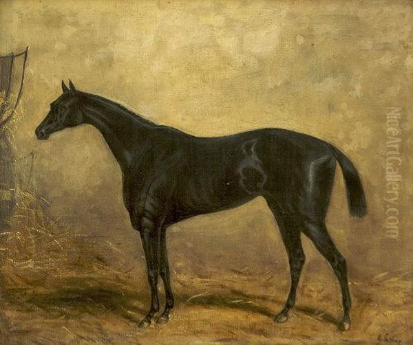 Horses In Stables, A Set Of Three Oil Painting by G. Greham