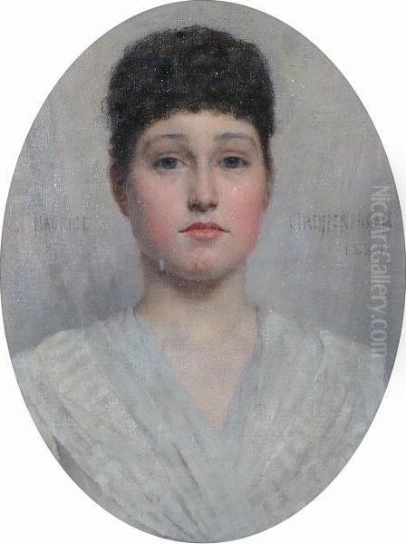 Portrait Of Emily, Daughter Of Joseph Buckingham Esq., Bust-length Oil Painting by Maurice William Greiffenhagen