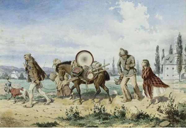 Gypsies Travelling Oil Painting by Alois Greil