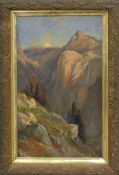 Mountains At Sunrise Oil Painting by Deidrich Henry Gremke