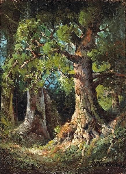 Forest Interior Oil Painting by Deidrich Henry Gremke