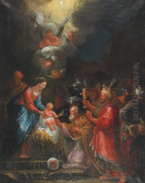 The Adoration Of The Kings Oil Painting by Francois, Francisque Grenier De Saint Martin