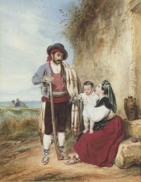 Brigant Bei Seiner Familie. Oil Painting by Francois, Francisque Grenier De Saint Martin