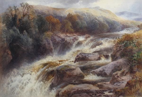 Swallow Falls, North Wales Oil Painting by Frank Gresley