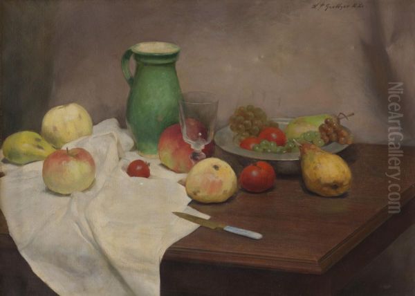 Natura Morta Con Frutta E Alzatina Oil Painting by Ferdinand Karl Grether