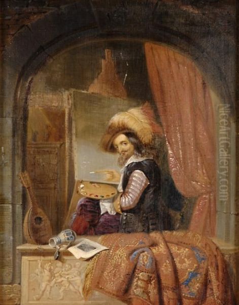 Der Kunstler Im Atelier. Oil Painting by Arnoldus Gijsbertus Gretser