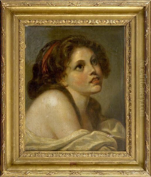 Portrait De Jeune Fille Oil Painting by Jean Baptiste Greuze