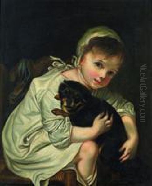 Jeune Enfant Et Son Chien Oil Painting by Jean Baptiste Greuze