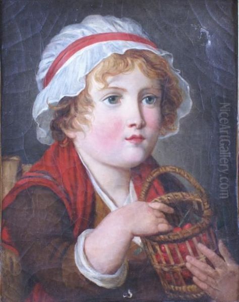 Fillette Au Panier De Cerises Oil Painting by Jean Baptiste Greuze