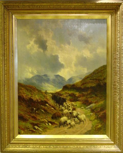 Landskap Med Farhjord I Forgrunden. Oil Painting by Alfred Grey