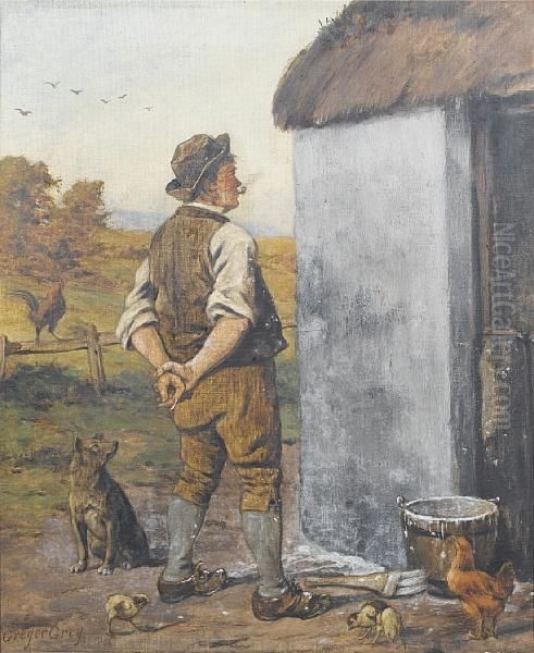 Waiting To Paint The Shed Oil Painting by Gregor Grey