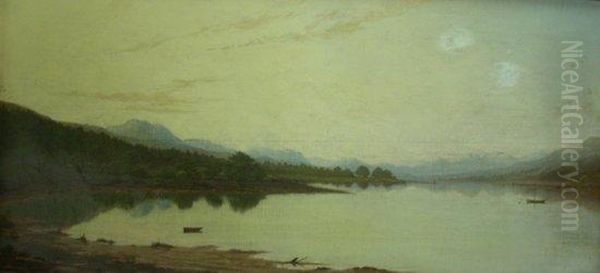 Clyde Scenery Sunset, Campsail Bay, Gareloch Oil Painting by James Grey